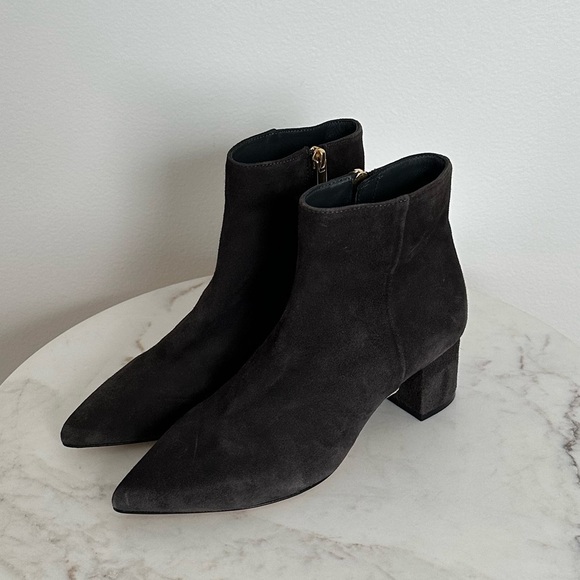 L'AGENCE NEW Jeanne Block Heel Bootie Charcoal Gray Pointed Toe Size 6 US 36 - Picture 5 of 6